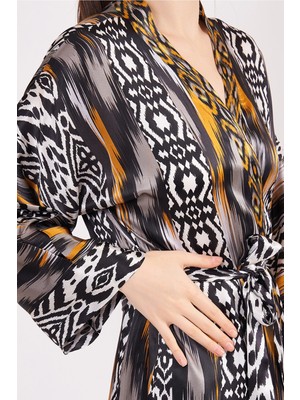 Nomads Felt Saf Ipek Kimono Kaftan | Ikat Desen 14