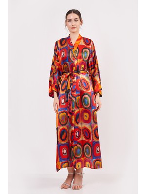 Nomads Felt  Ipek Uzun Kimono Kaftan | Kandinsky Squares With Circles | Nomads Felt