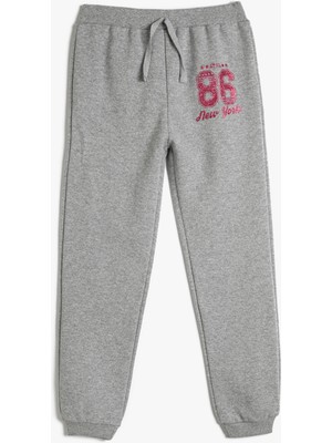Koton Jogger Eşofman Altı Beli Bağlamalı Sim Baskı Detaylı
