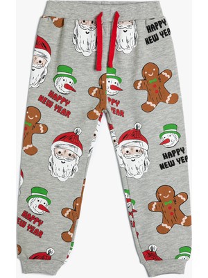 Koton Jogger Eşofman Altı Yılbaşı Temalı Baskı Detaylı