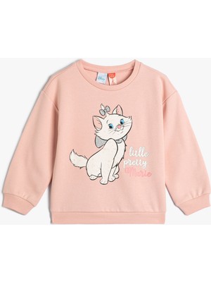 Koton Marie Sweatshirt Lisanslı Uzun Kollu Bisiklet Yaka Şardonlu Pamuklu