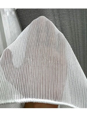 Aleyna Home Taç Mat Çelik Çizgili Tül Perde Kullanıma Hazır Normal Pile