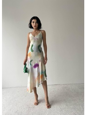 Concon Moda Rubi Çok Desen Askılı Soft Kadın Elbise