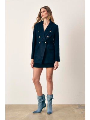 Sateen Mini Boy Tüvit Etek - Lacivert