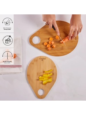 Karaca Damla Bambu Kesme Tahtası Seti – Orta ve Büyük Boy, 2 Parça Dayanıklı Doğrama Tahtası (28x20 cm, 33x24 cm)