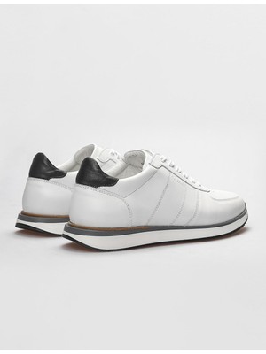 Cabani Hakiki Deri Beyaz Bağcıklı Erkek Spor Ayakkabı