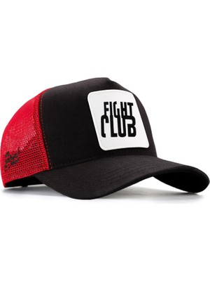 BlackBörk V1 Trucker Fight Club - 10 Kod Logolu Unisex Siyah-Kırmızı Şapka (Cap)