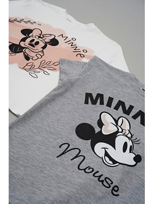 For You Kids 4'lü Minnie Mouse Baskılı Tshirt Şort Pantolon Takım