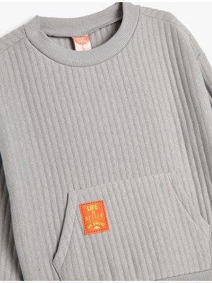 Koton Kapşonlu Basic Sweatshirt Dokulu Kanguru Cepli