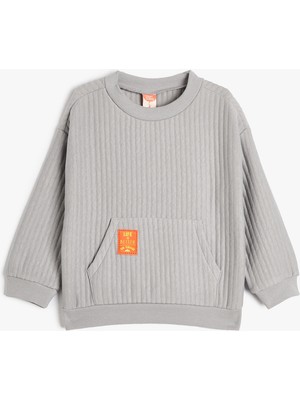 Koton Kapşonlu Basic Sweatshirt Dokulu Kanguru Cepli