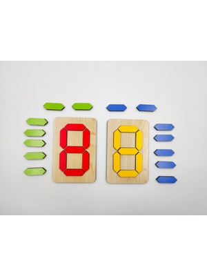 Icons Montessori Ahşap Rakam Oluşturma - Puzzle 2'li Set 4 Renk