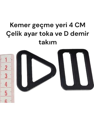 VSLT Handmade Çelik D Üçgen Çekme Demiri ve Ayar Toka Takım. 4cm D Halka, 4cm Ayar Toka.1 Adet Takım