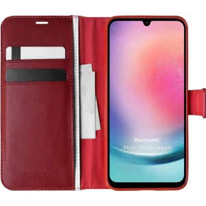 Samsung Galaxy A24 Kılıf Delux Leather Wallet Kırmızı