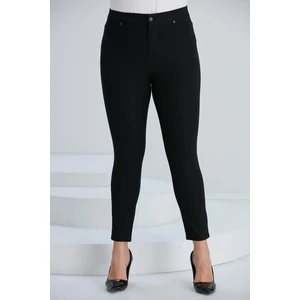 Cep Detaylı Büyük Beden Pamuk Siyah Pantolon