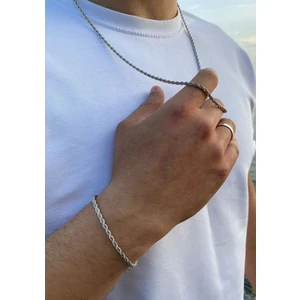 Burgu Çelik Zincir Kolye ve Bileklik Seti