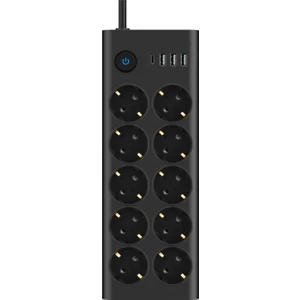 Termal Akım Korumalı 10'lu Priz, 3 Usb, 1 Type-C Giriş, Isıya Dayanıklı Uzatma Kablolu Priz