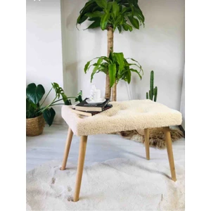 Gürgen Retro Ahşap Ayaklı Handmade Pofidik Puf Bench Koltuk