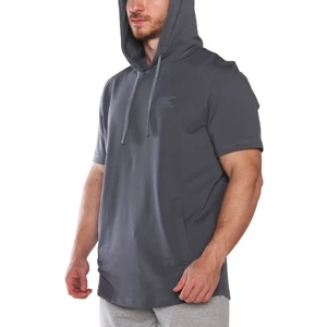 Mc-X Kapüşonlu Kısa Kollu Sweatshirt Füme