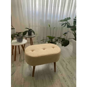 Gürgen Ahşap Ayak Welsoft Kumaş Oval Pufidik Puf Bench Tabure Sandalye