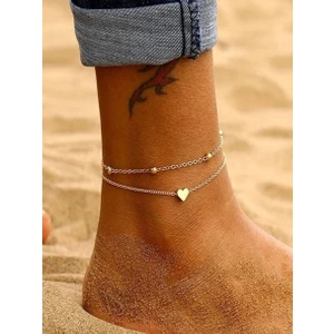 Kadın Altın Renk Kalpli Halhal Seti