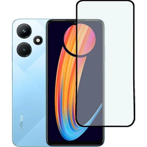 Infinix Hot 30I Tam Kaplayan Çerçeveli Tempered Ekran Koruyucu - Siyah AL3276