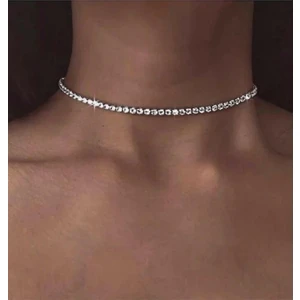 Gümüş Renk Zirkon Kadın Su Yolu Choker Kolye