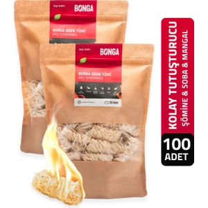 Şömine ve Mangal Tutuşturucu 100 Adet 1400 gr - Jel Ve Çıra Alternatifi Doğal Odun Yünü