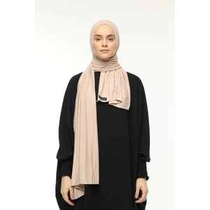 Tesettür Penye Şal Düz-Toz Bej