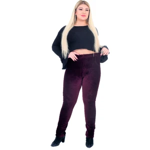 Kadın Büyük Beden Pantolon Gny31122 Elastik Bel Fitilli Kadife