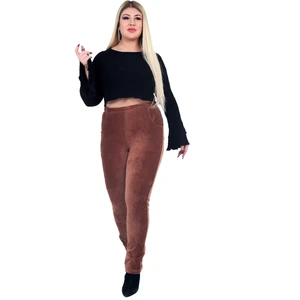 Kadın Büyük Beden Pantolon Gny31122 Elastik Bel Fitilli Kadife