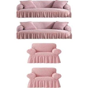 Furkan Ticaret Bürümcük Lastikli Kanepe Örtüsü Likralı Koltuk Örtüsü Iki 3lü Iki Tekli Çekyat Örtüsü