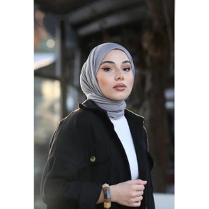 Nil Butik Gri Tesettür Penye Şal