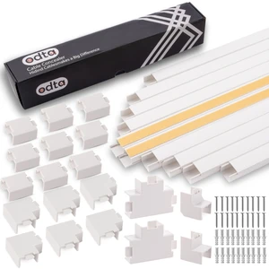 Kablo Kanalı Seti | 4m (10 Adet x 40CM) Kedinden Yapışkanlı 19 Ek Parçalı Kablo Gizleyici | 25X16MM