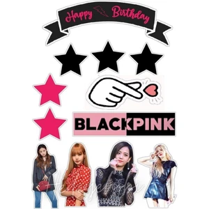 Atölye7 Tasarım Black Pink Resimli Yenilebilir Pasta Üstü Şeker Kağıdı Baskısı, Yenilebilir Baskı