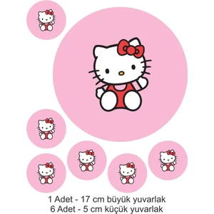 Atölye7 Tasarım Hello Kitty 7 Adet A4 Yenilebilir Süsü Pasta Kurabiye Şeker Hamuru Kağıt Baskısı