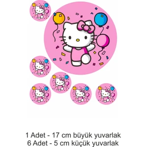 Atölye7 Tasarım Hello Kitty 7 Adet A4 Yenilebilir Süsü Pasta Kurabiye Şeker Hamuru Kağıt Baskısı