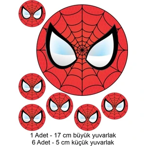 Atölye7 Tasarım Spiderman 7 Adet A4 Yenilebilir Süsü Pasta Kurabiye Şeker Hamuru Kağıt Baskısı Spider Man