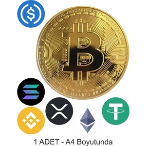 Atölye7 Tasarım Bitcoin Kripto 7 Adet A4 Yenilebilir Süsü Pasta Kurabiye Şeker Hamuru Kağıt Baskısı