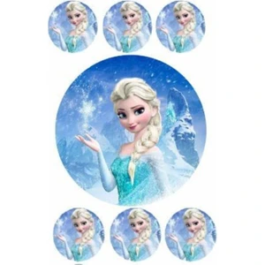 Atölye7 Tasarım For Elsa Resimli Özel Yuvarlak ve Kare Şekerli Kağıt Yenilebilir Kağıt Üzerine Resimli Pasta Baskısı
