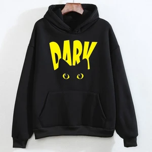 Dark Kedi Baskılı Siyah Sweatshirt Hoodie