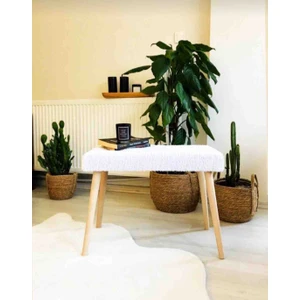 Gürgen Retro Ahşap Ayaklı Handmade Pofidik Puf Bench Koltuk