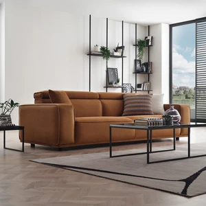 Enza Home Milos 3'lü Koltuk, Kadife Dokulu - Tütün