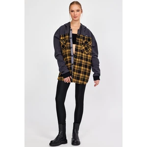 Alexander Gardi Kapüşonlu Düğmeli Oversize Oduncu Sweatshirt (E22-61501)