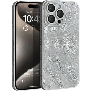 Apple iPhone 15 Pro Kılıf Bling Rhinestones Gümüş