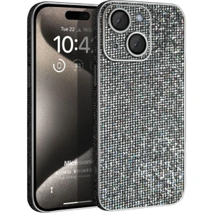 Apple iPhone 15 Plus Kılıf Bling Rhinestones Koyu Gri
