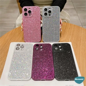 Apple iPhone 15 Plus Kılıf Bling Rhinestones Gümüş