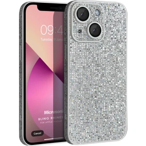 Apple iPhone 14 Kılıf Bling Rhinestones Gümüş
