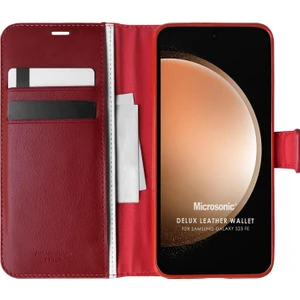 Samsung Galaxy S23 Fe Kılıf Delux Leather Wallet Kırmızı