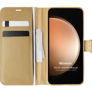 Samsung Galaxy S23 Fe Kılıf Delux Leather Wallet Gold