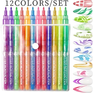 Born Pretty Glitter Metallic Color Nail Art Graffiti Kalem Seti 12 Adet(55334-01)